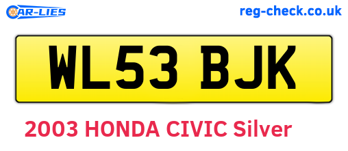 WL53BJK are the vehicle registration plates.