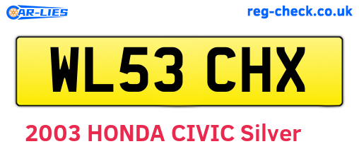 WL53CHX are the vehicle registration plates.