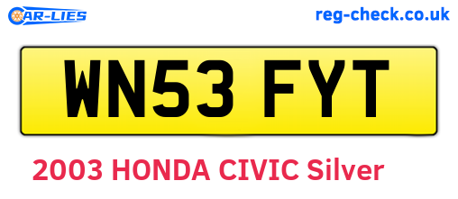WN53FYT are the vehicle registration plates.