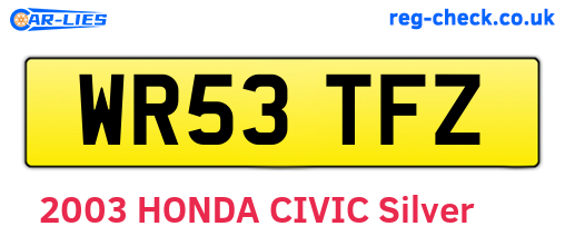 WR53TFZ are the vehicle registration plates.