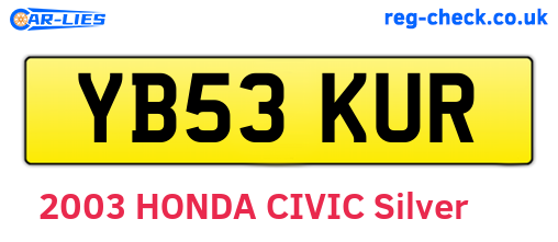YB53KUR are the vehicle registration plates.