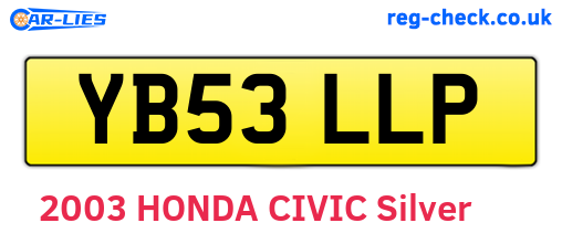 YB53LLP are the vehicle registration plates.