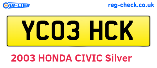 YC03HCK are the vehicle registration plates.