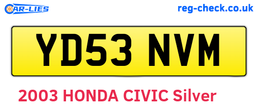 YD53NVM are the vehicle registration plates.