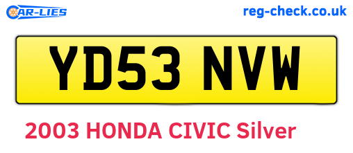 YD53NVW are the vehicle registration plates.