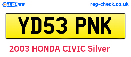 YD53PNK are the vehicle registration plates.