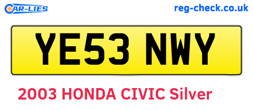 YE53NWY are the vehicle registration plates.