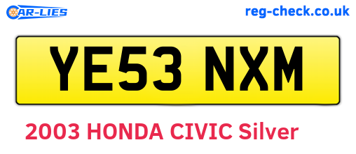 YE53NXM are the vehicle registration plates.