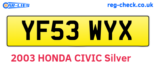 YF53WYX are the vehicle registration plates.