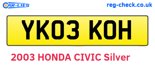 YK03KOH are the vehicle registration plates.