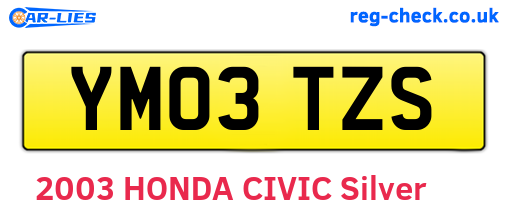 YM03TZS are the vehicle registration plates.