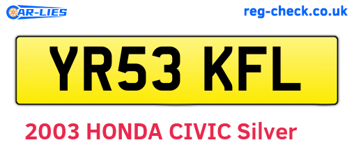 YR53KFL are the vehicle registration plates.