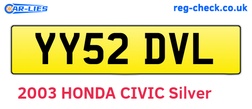 YY52DVL are the vehicle registration plates.
