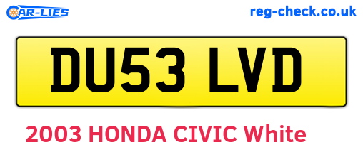 DU53LVD are the vehicle registration plates.