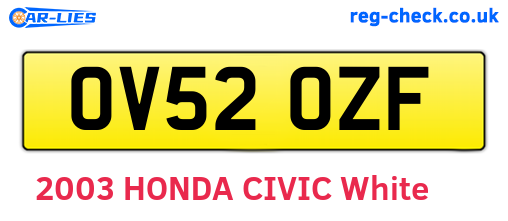 OV52OZF are the vehicle registration plates.