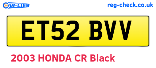 ET52BVV are the vehicle registration plates.