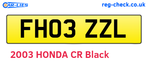FH03ZZL are the vehicle registration plates.