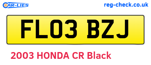 FL03BZJ are the vehicle registration plates.
