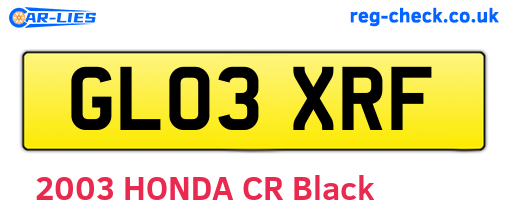 GL03XRF are the vehicle registration plates.
