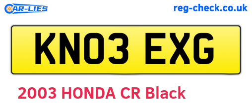 KN03EXG are the vehicle registration plates.