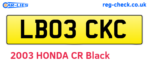 LB03CKC are the vehicle registration plates.