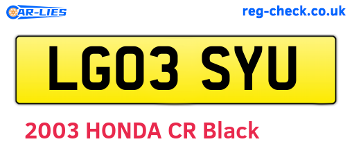 LG03SYU are the vehicle registration plates.