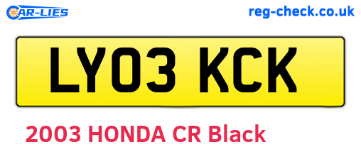 LY03KCK are the vehicle registration plates.