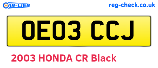 OE03CCJ are the vehicle registration plates.