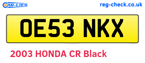 OE53NKX are the vehicle registration plates.