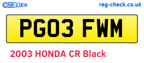 PG03FWM are the vehicle registration plates.