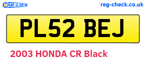 PL52BEJ are the vehicle registration plates.