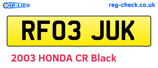 RF03JUK are the vehicle registration plates.