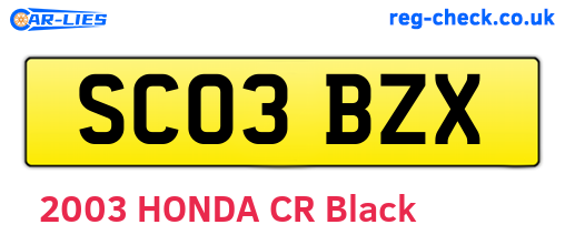 SC03BZX are the vehicle registration plates.