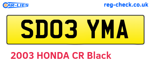 SD03YMA are the vehicle registration plates.