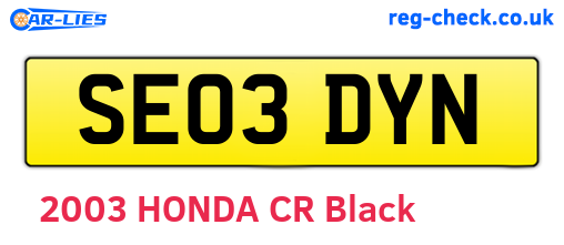 SE03DYN are the vehicle registration plates.