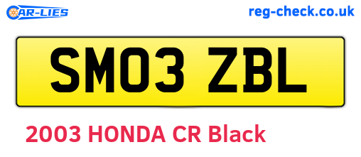 SM03ZBL are the vehicle registration plates.