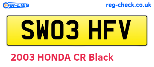 SW03HFV are the vehicle registration plates.