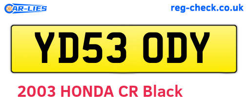 YD53ODY are the vehicle registration plates.
