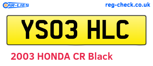 YS03HLC are the vehicle registration plates.