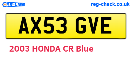 AX53GVE are the vehicle registration plates.