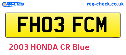 FH03FCM are the vehicle registration plates.