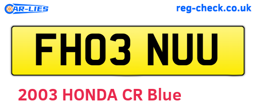 FH03NUU are the vehicle registration plates.