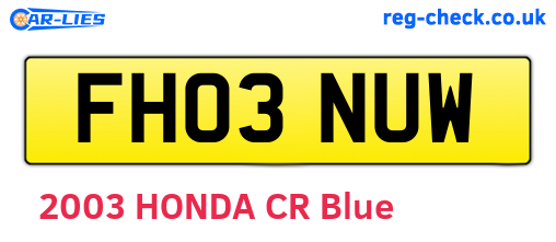 FH03NUW are the vehicle registration plates.