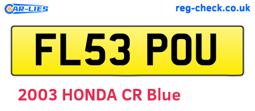 FL53POU are the vehicle registration plates.