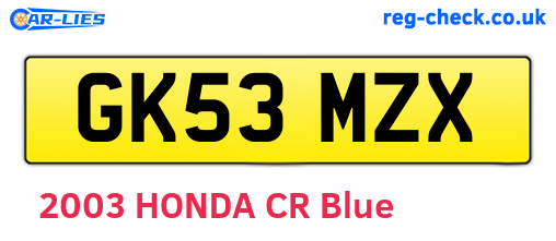 GK53MZX are the vehicle registration plates.