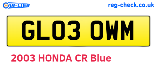 GL03OWM are the vehicle registration plates.