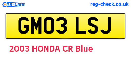 GM03LSJ are the vehicle registration plates.