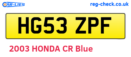 HG53ZPF are the vehicle registration plates.