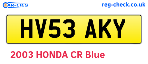 HV53AKY are the vehicle registration plates.