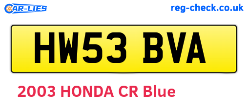 HW53BVA are the vehicle registration plates.
